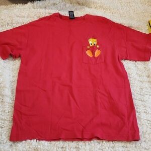 Vintage warner bros studio store looney tunes tweety bird red size small